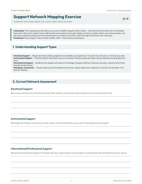 First-page preview of Support Network Mapping